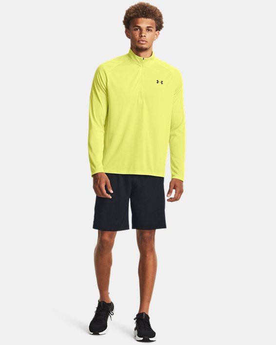 Herren UA Tech™ Shirt mit ½-Zip, langärmlig, Yellow, pdpMainDesktop image number 2